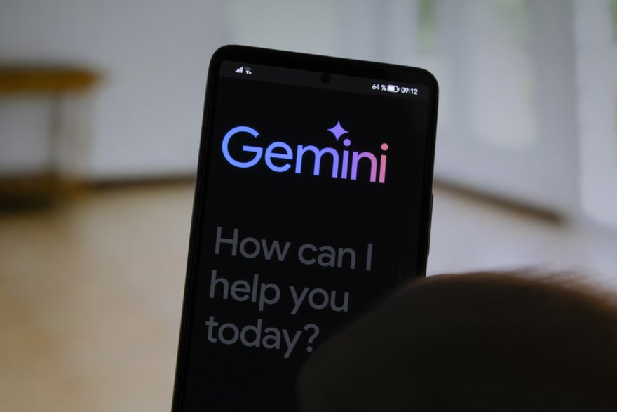 Mobile device showing Google Gemini logo and intro