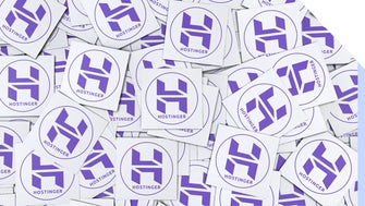 Pile of paper with Hostinger's logo on each square