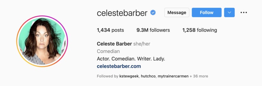 celeste barber Instagram page