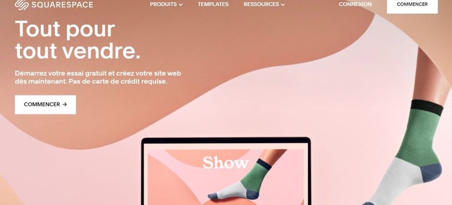 Squarespace page d'accueil