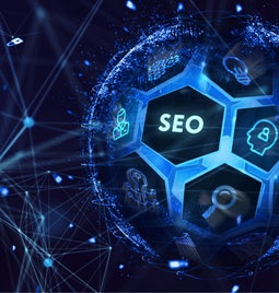 Graphic of a blue sphere with an SEO segment highlighted