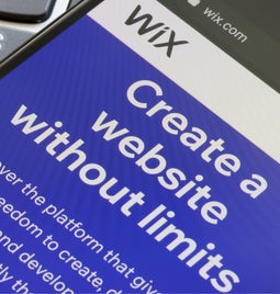 Wix homepage on a smartphone