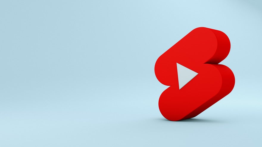 Blue background with 3D YouTube Shorts logo