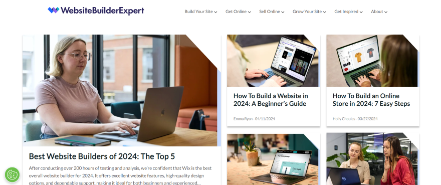 Screenshot of Website Builder Expert's homepage showcasing custom photography