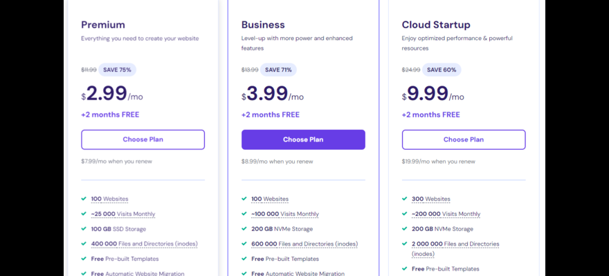 Hostinger shared hosting plans