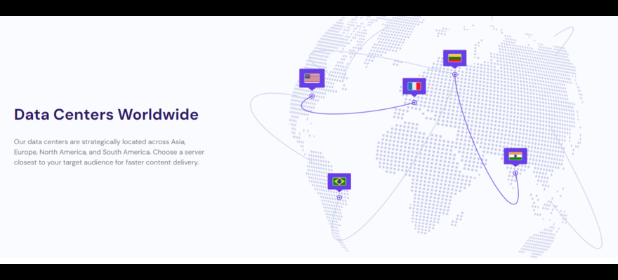 Map illustrating the worldwide distribution of data centers with connectivity lines