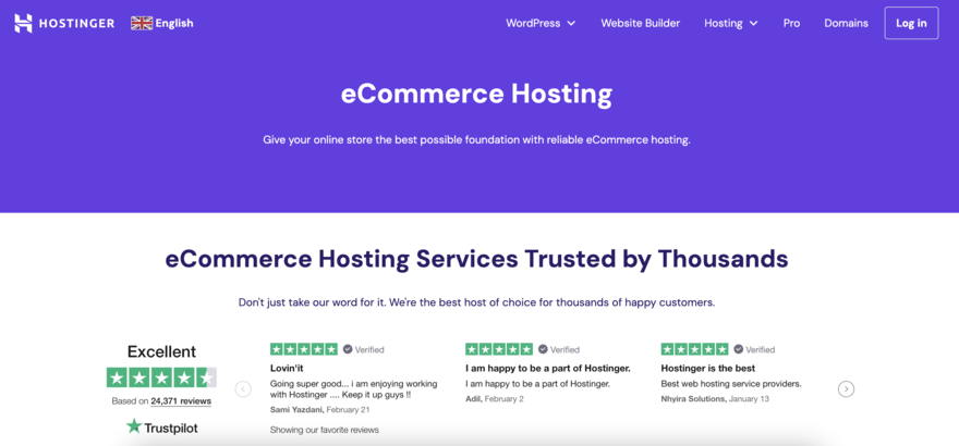 Hostinger ecommerce hosting