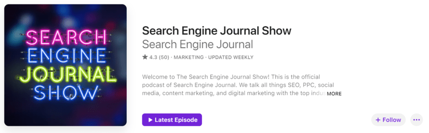 Search Engine Journal Show podcast profile on Apple Podcasts