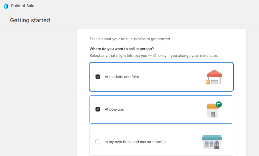 Shopify POS settings in backend