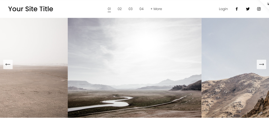 Screenshot of a Squarespace photography website with a large photographic hero image