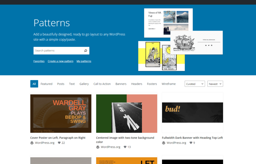 WordPress.org pattern homepage