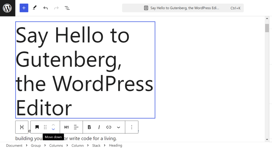 Gutenberg WordPress editor