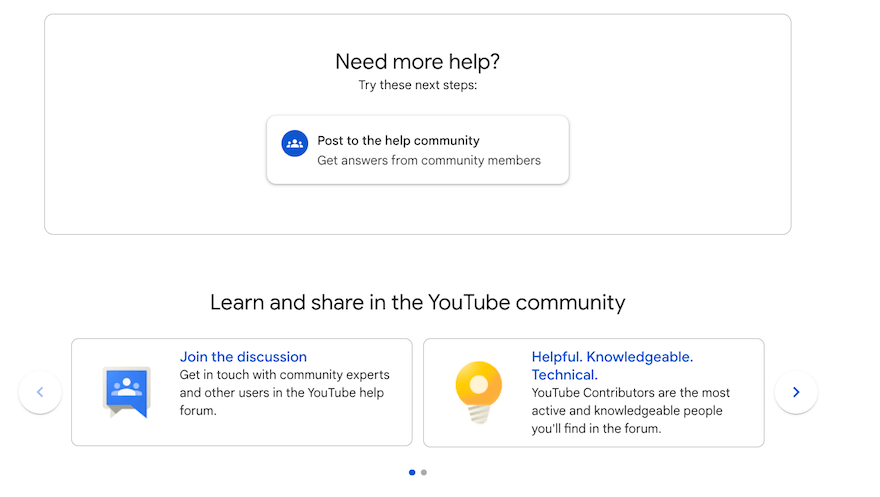 YouTube FAQ page example screenshot 1