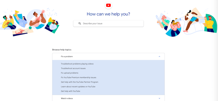 YouTube FAQ page example screenshot 2